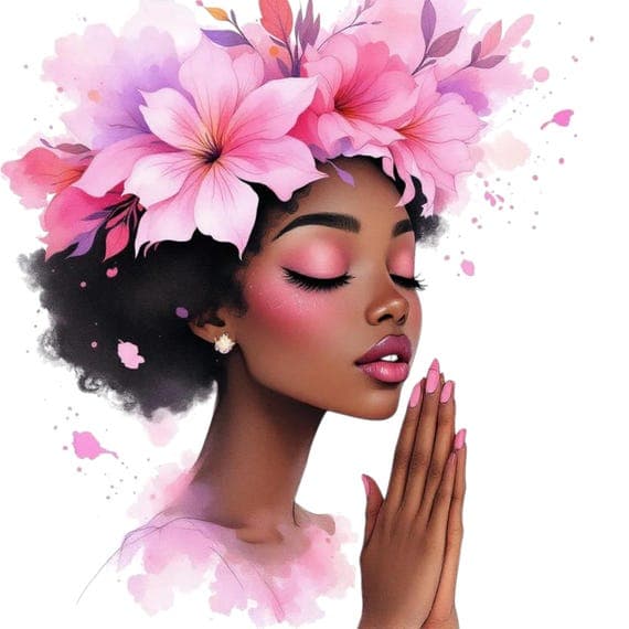 12 Whimsical Praying Woman Clipart PNG β view 3 β watercolor clipart transparent PNG instant download