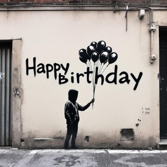 Banksy Style Graffiti Birthday Card Set β view 3 β watercolor clipart transparent PNG instant download