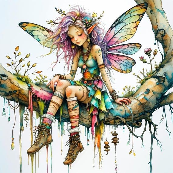10 Whimsical Fairy Clipart – Colorful Forest Girls, Magical Wings (Dig — view 6 — watercolor clipart transparent PNG instant download