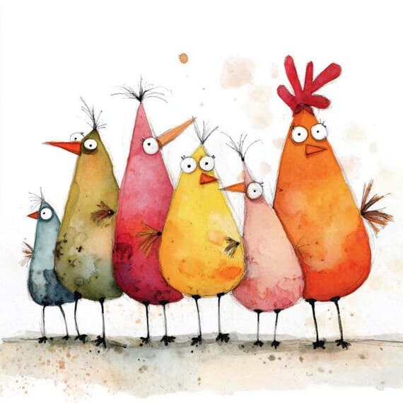 15 Watercolor Quirky Bird Clipart PNG Bundle for ,Sublimation & Fantas β view 3 β watercolor clipart transparent PNG instant download