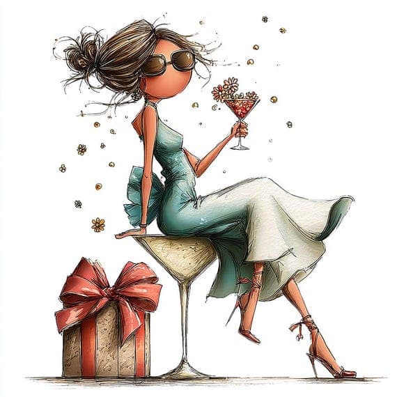 20 Parisian Birthday Fashion Girl Clipart — view 4 — watercolor clipart transparent PNG instant download