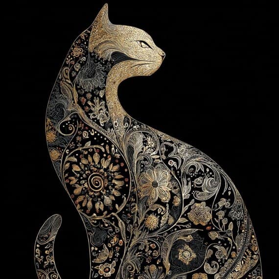 20 Islamic Folk Art Cat Clipart (JPG) β view 4 β watercolor clipart transparent PNG instant download