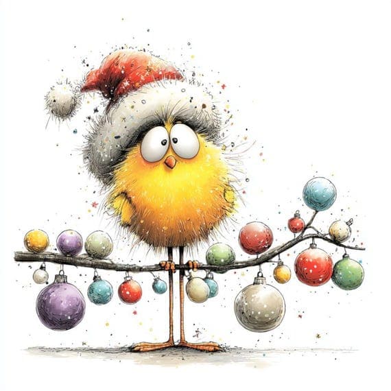 20 Quirky Christmas Canary Birds Clipart (JPG) β view 8 β watercolor clipart transparent PNG instant download