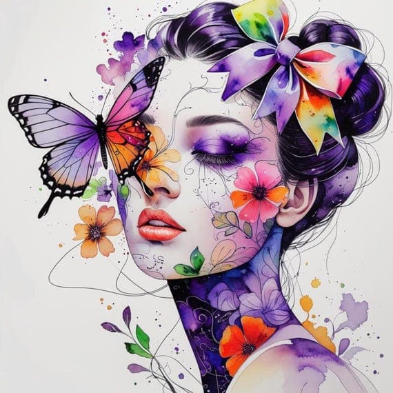 Butterfly Woman Watercolor Clipart β watercolor clipart transparent PNG instant download
