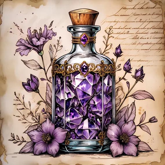 Watercolor Crystal Potion Bottle Clipart – Witchy Elixir Art (JPG) — watercolor clipart transparent PNG instant download