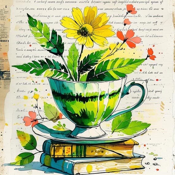 Floral Teacup Watercolor Clipart β view 7 β watercolor clipart transparent PNG instant download
