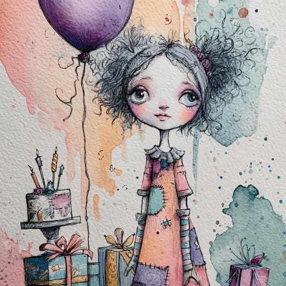 Watercolor Birthday Girl Clipart β view 7 β watercolor clipart transparent PNG instant download