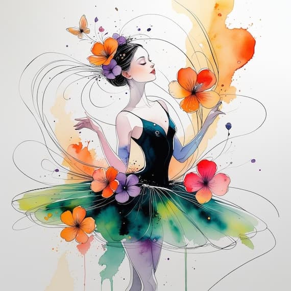 Ballerina Watercolor Clipart β view 4 β watercolor clipart transparent PNG instant download