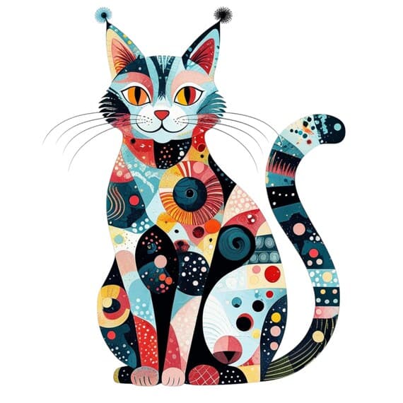 Folk Art Cat Illustrations β view 3 β watercolor clipart transparent PNG instant download