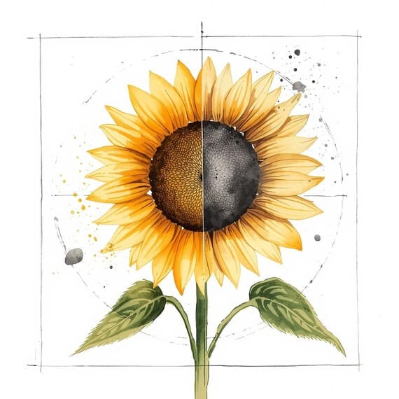 Watercolor Sunflower I Love You Card — view 6 — watercolor clipart transparent PNG instant download