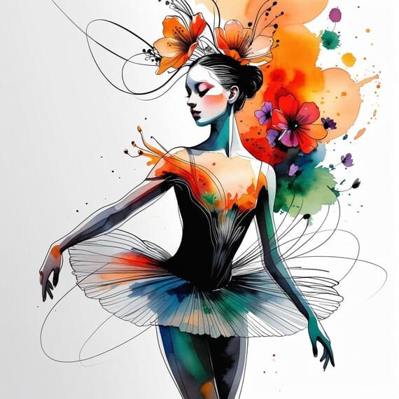 Ballerina Watercolor Clipart β view 2 β watercolor clipart transparent PNG instant download