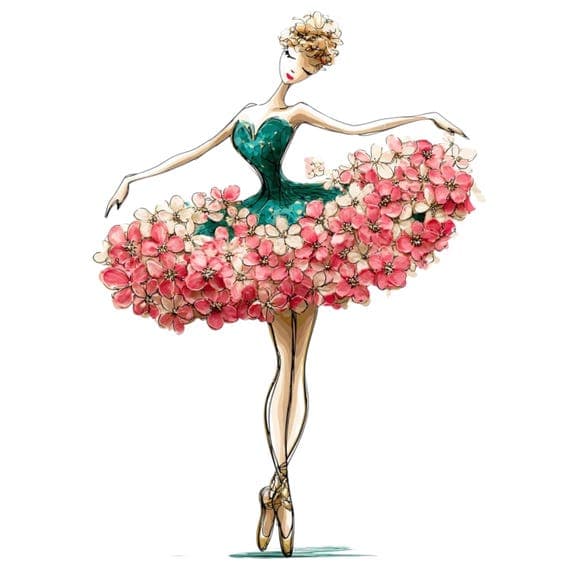 20 Floral Dress Girl Clipart (JPG) β view 2 β watercolor clipart transparent PNG instant download