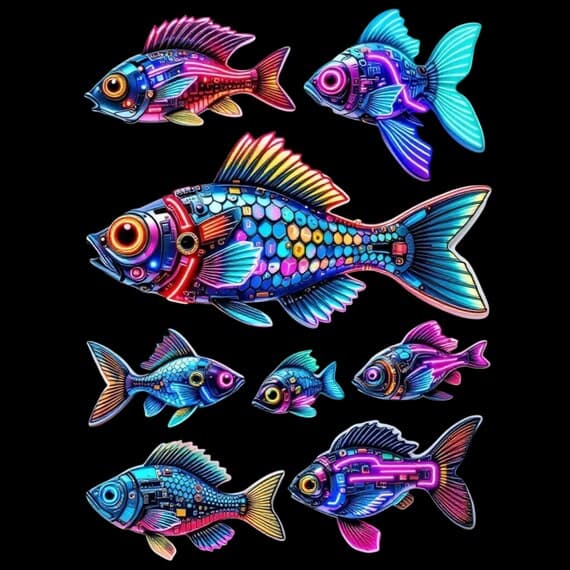 100 Steampunk Fish 100+ PNG Bundle β view 6 β watercolor clipart transparent PNG instant download