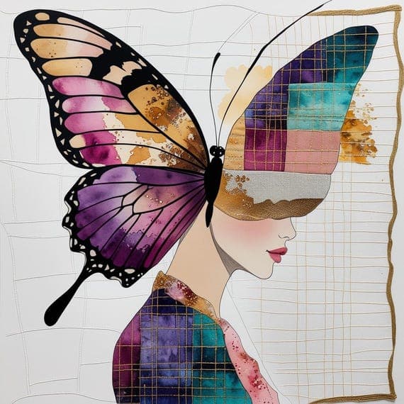 Watercolor Floral Woman Butterfly Clipart β view 6 β watercolor clipart transparent PNG instant download