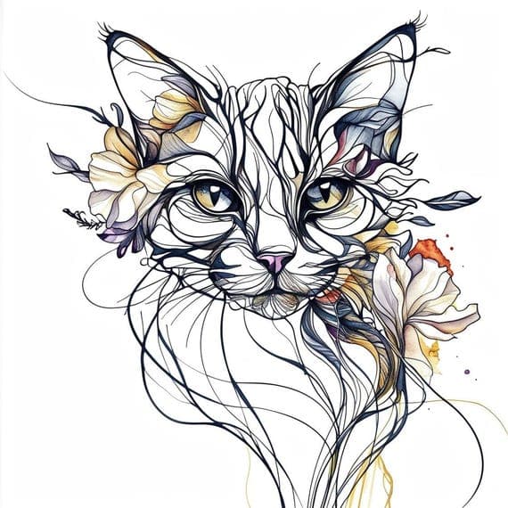 Spring Kittens Clipart, Floral Cat, Digital Journaling (PNG) β view 8 β watercolor clipart transparent PNG instant download