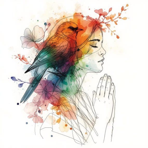 Abstract Praying Woman Clipart, 18 Watercolor Spiritual Art JPGs (Digi β view 4 β watercolor clipart transparent PNG instant download