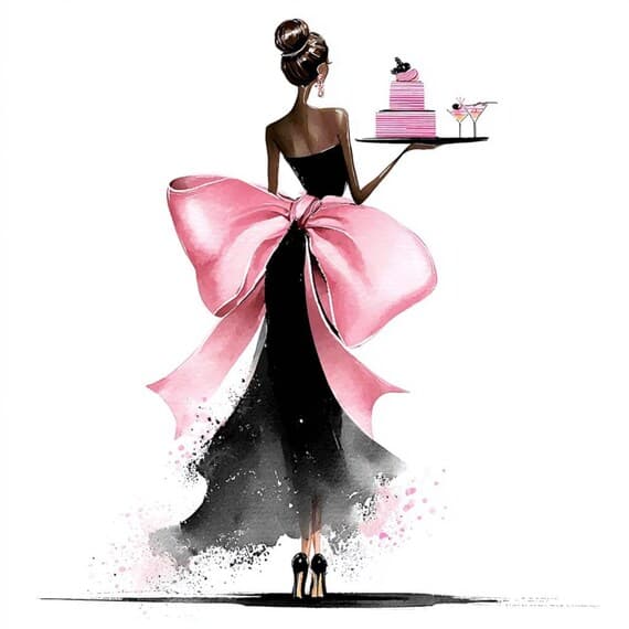22 Pink Cake Lady Clipart (JPG) β view 3 β watercolor clipart transparent PNG instant download