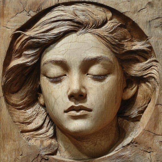 15 Carved Wood Angel Face Clipart β view 3 β watercolor clipart transparent PNG instant download