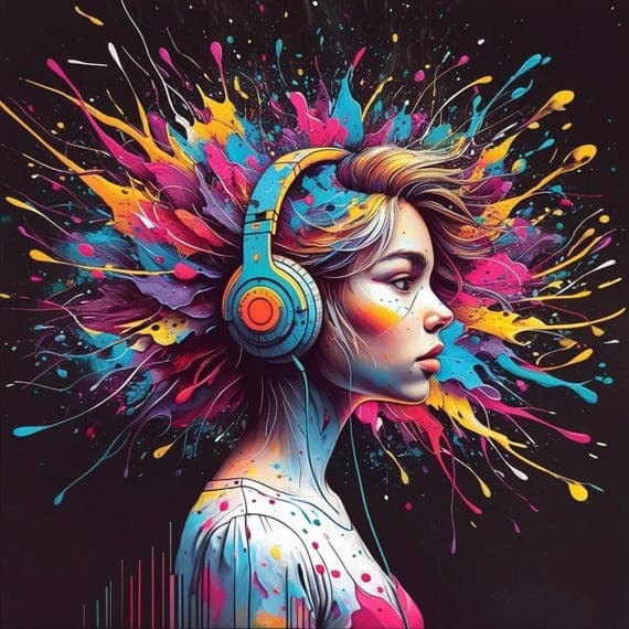 Abstract Woman with Headphones Clipart β view 6 β watercolor clipart transparent PNG instant download
