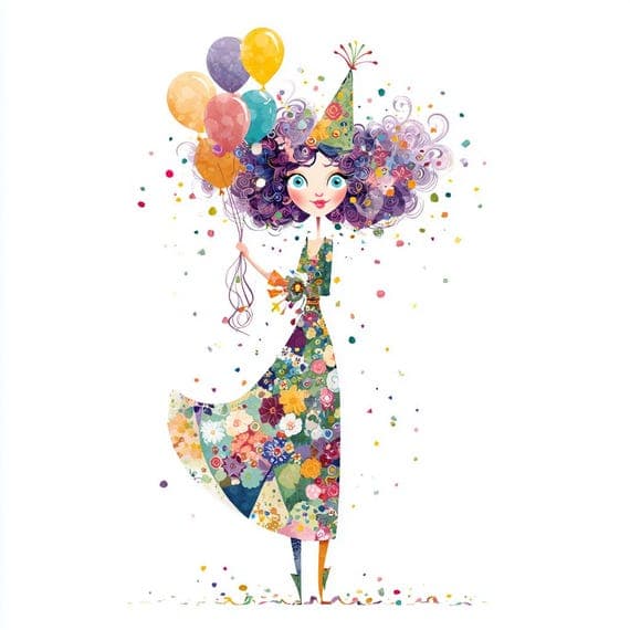 15 Watercolor Birthday Girl Clipart PNG Bundle for Scrapbooking, Subli β view 4 β watercolor clipart transparent PNG instant download