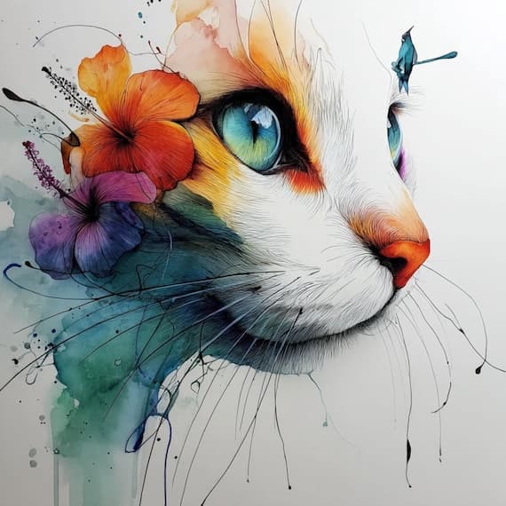 12 Cat Art Print β view 8 β watercolor clipart transparent PNG instant download
