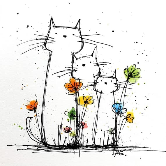15 Cat Clipart Set β view 3 β watercolor clipart transparent PNG instant download