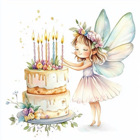 Birthday Cake Fairy Clipart, Watercolor PNG Designs (Digital Download) β view 6 β watercolor clipart transparent PNG instant download