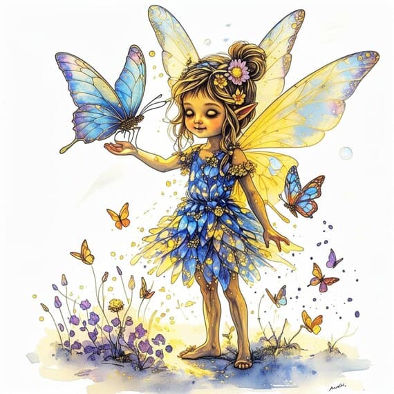 Floral Fairy Clipart, Watercolor JPG Bundle (Digital Download) β view 6 β watercolor clipart transparent PNG instant download
