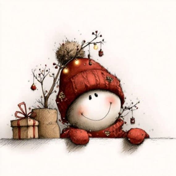 15 Peeking Snowman Clipart (JPG) β view 8 β watercolor clipart transparent PNG instant download