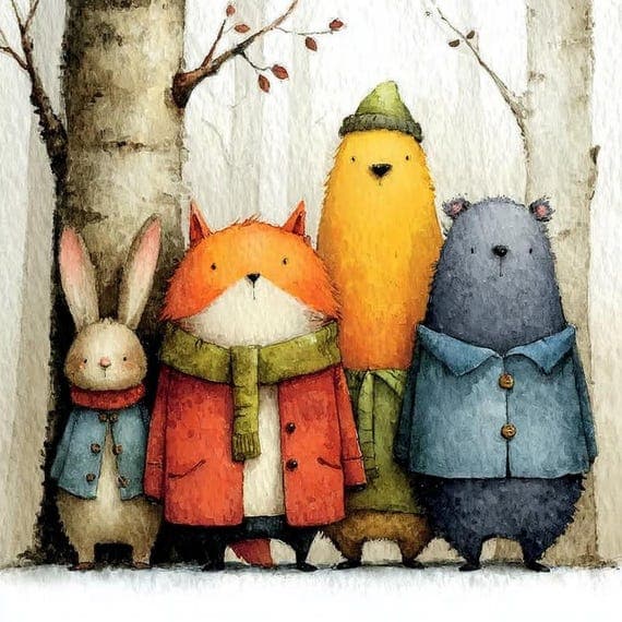 25 Whimsical Woodland Animal Clipart, Watercolor Forest Friends Printa β view 6 β watercolor clipart transparent PNG instant download