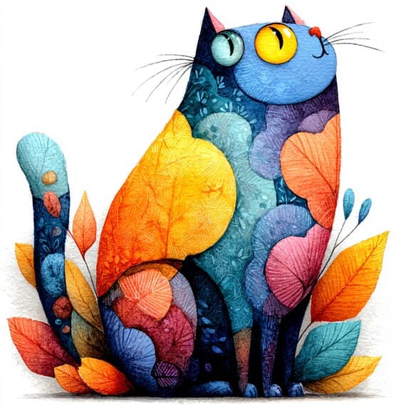 17 Whimsical Cat Line Art Clipart JPG β view 8 β watercolor clipart transparent PNG instant download