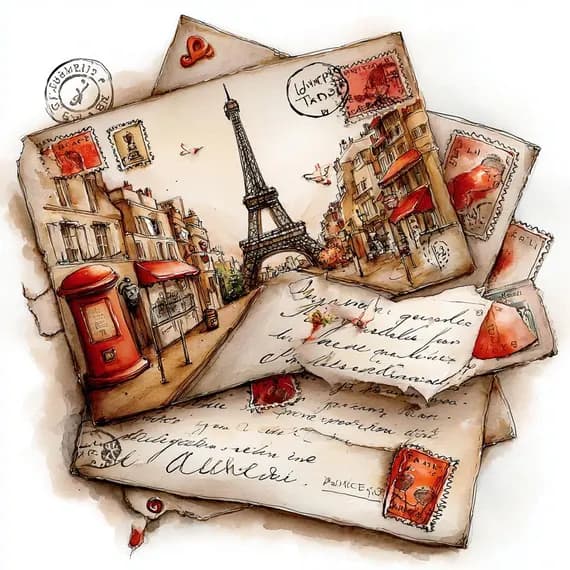 22 Whimsical Paris Face Clipart β view 8 β watercolor clipart transparent PNG instant download