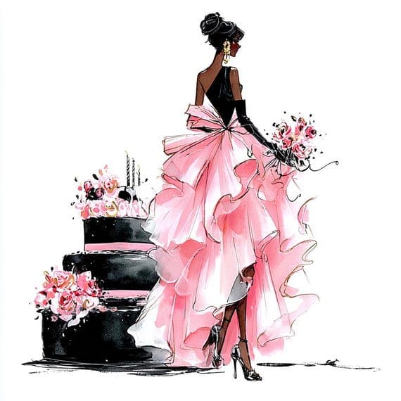 Luxury Birthday Girl Clipart β view 5 β watercolor clipart transparent PNG instant download