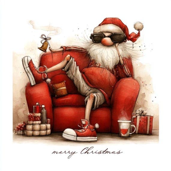 15 Quirky Merry Christmas Santa Clipart (JPG) β view 2 β watercolor clipart transparent PNG instant download