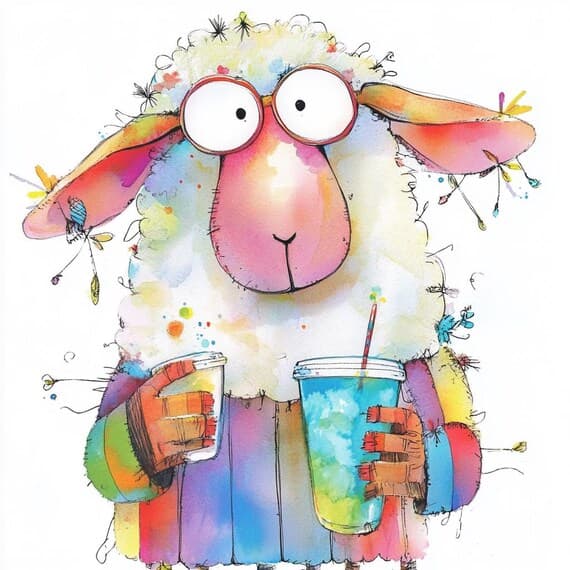 Watercolor Sheep Clipart Bundle – Whimsical Farm Animal PNGs (Digital — view 2 — watercolor clipart transparent PNG instant download