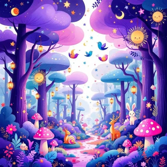 Magical Fairy Forest Clipart – Watercolor Woodland Art (JPG) — view 3 — watercolor clipart transparent PNG instant download