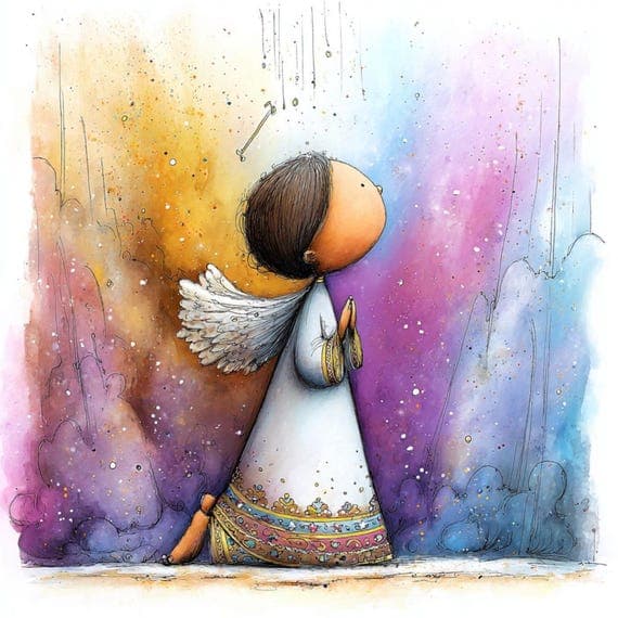 20 Whimsical Angel Clipart (JPG) β view 2 β watercolor clipart transparent PNG instant download