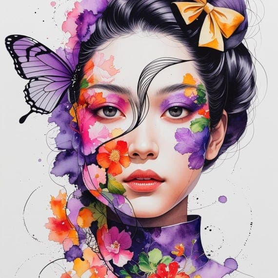 Butterfly Woman Watercolor Clipart β view 2 β watercolor clipart transparent PNG instant download
