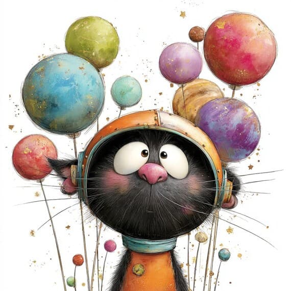 15 Space Explorer Cats Clipart (JPG) – Funny Astronaut Galaxy Cats for — view 5 — watercolor clipart transparent PNG instant download