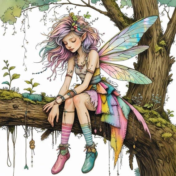 10 Whimsical Fairy Clipart – Colorful Forest Girls, Magical Wings (Dig — watercolor clipart transparent PNG instant download