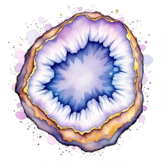 Watercolor Geode Crystal Clipart – Abstract Amethyst Stone PNG JPG (Di — view 5 — watercolor clipart transparent PNG instant download