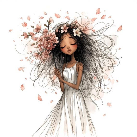 Whimsical Girl Clipart β view 5 β watercolor clipart transparent PNG instant download