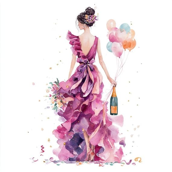 Watercolor Fashion Illustration Clip Art β view 2 β watercolor clipart transparent PNG instant download
