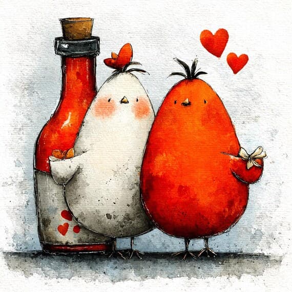 13 Chicken Valentine JPG Farmhouse Wall Art Love Rooster Hen Card Prin — view 3 — watercolor clipart transparent PNG instant download