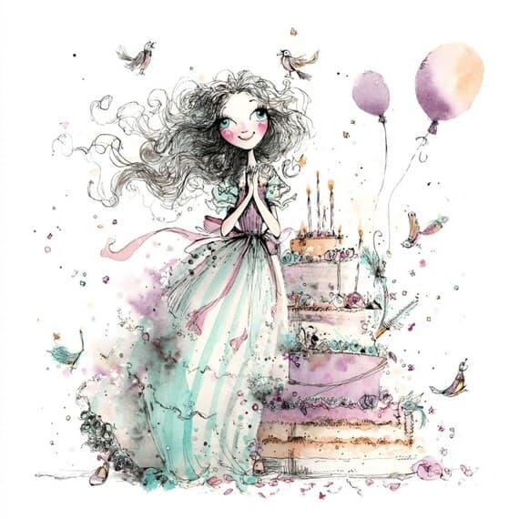 Watercolor Birthday Girl Clipart β view 7 β watercolor clipart transparent PNG instant download