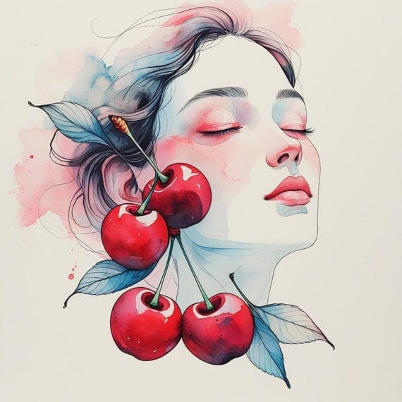 20 Floral Woman Portrait Art β view 5 β watercolor clipart transparent PNG instant download