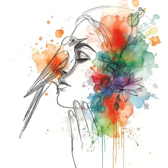 Abstract Praying Woman Clipart, 18 Watercolor Spiritual Art JPGs (Digi β view 6 β watercolor clipart transparent PNG instant download