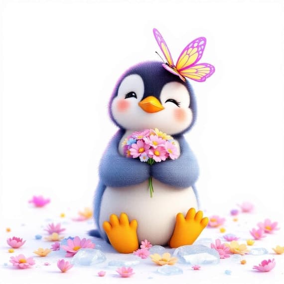 Penguin Clipart Bundle, Sparkling Colorful Baby Penguin (Digital Downl — watercolor clipart transparent PNG instant download