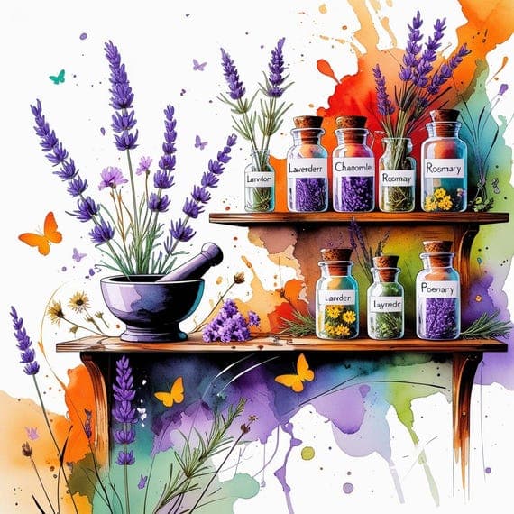 Herbal Apothecary Shelf Clipart Set β watercolor clipart transparent PNG instant download