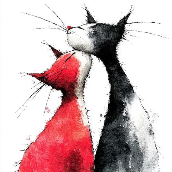 18 Animal Valentine Clipart ; Love Sublimation PNG Feline Graphics Ca — view 6 — watercolor clipart transparent PNG instant download